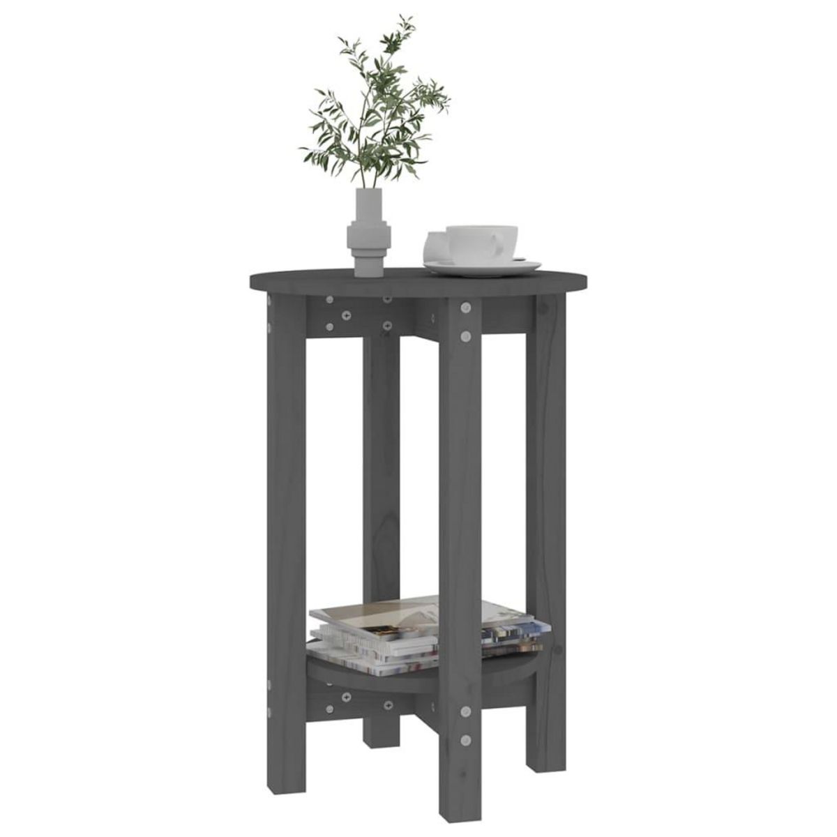 VIDAXL Table basse Gris Ø 40x60 cm Bois massif de pin