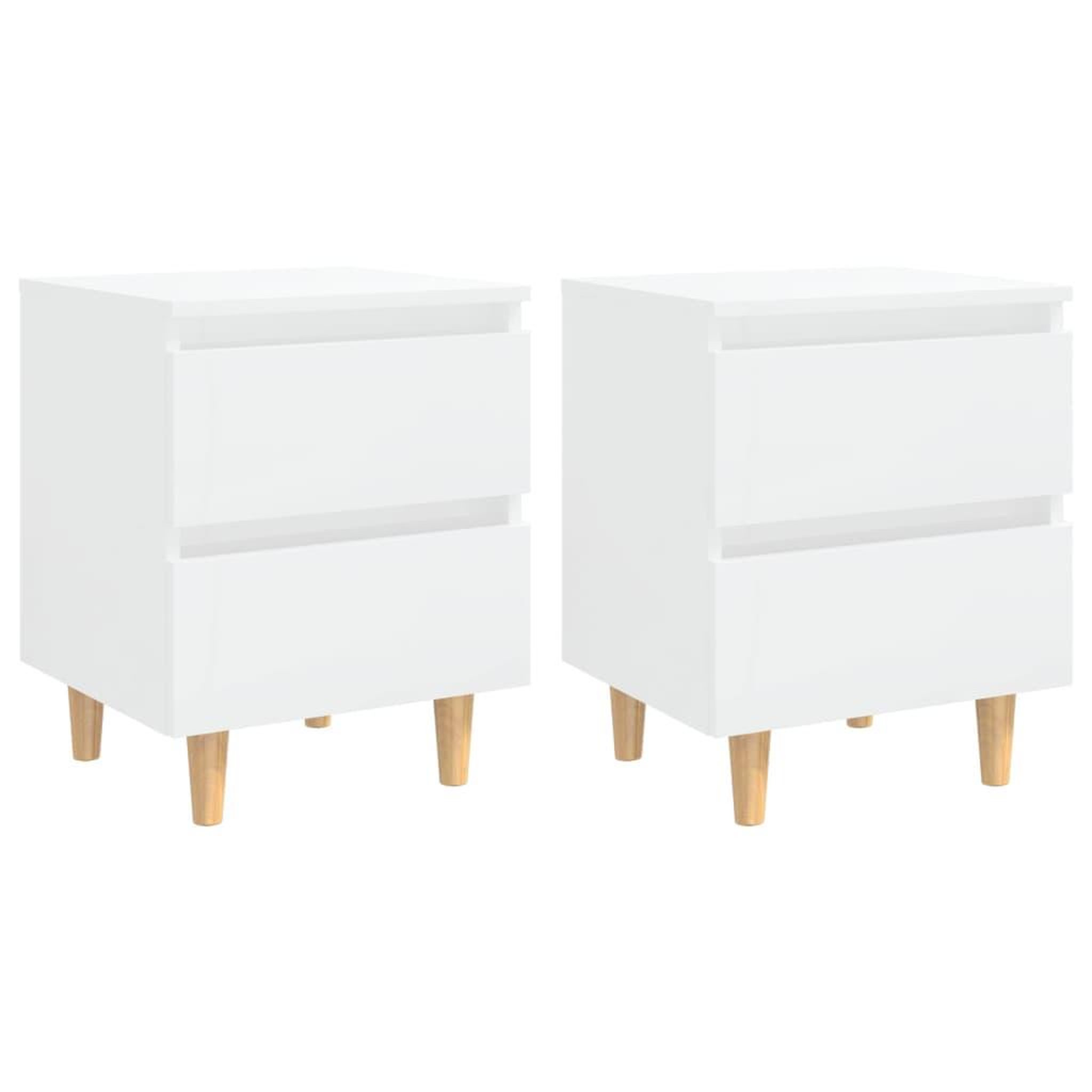 Voir la diapositive 2 : VIDAXL Tables de chevet pieds en pin 2 pcs blanc brillant 40x35x50 cm