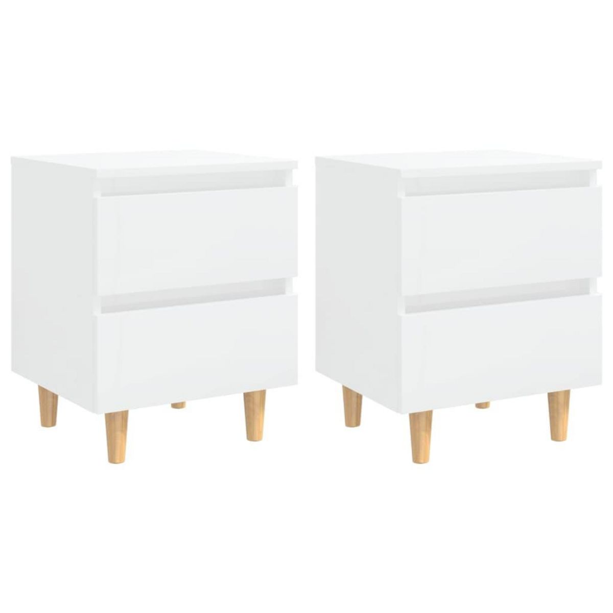 VIDAXL Tables de chevet pieds en pin 2 pcs blanc brillant 40x35x50 cm
