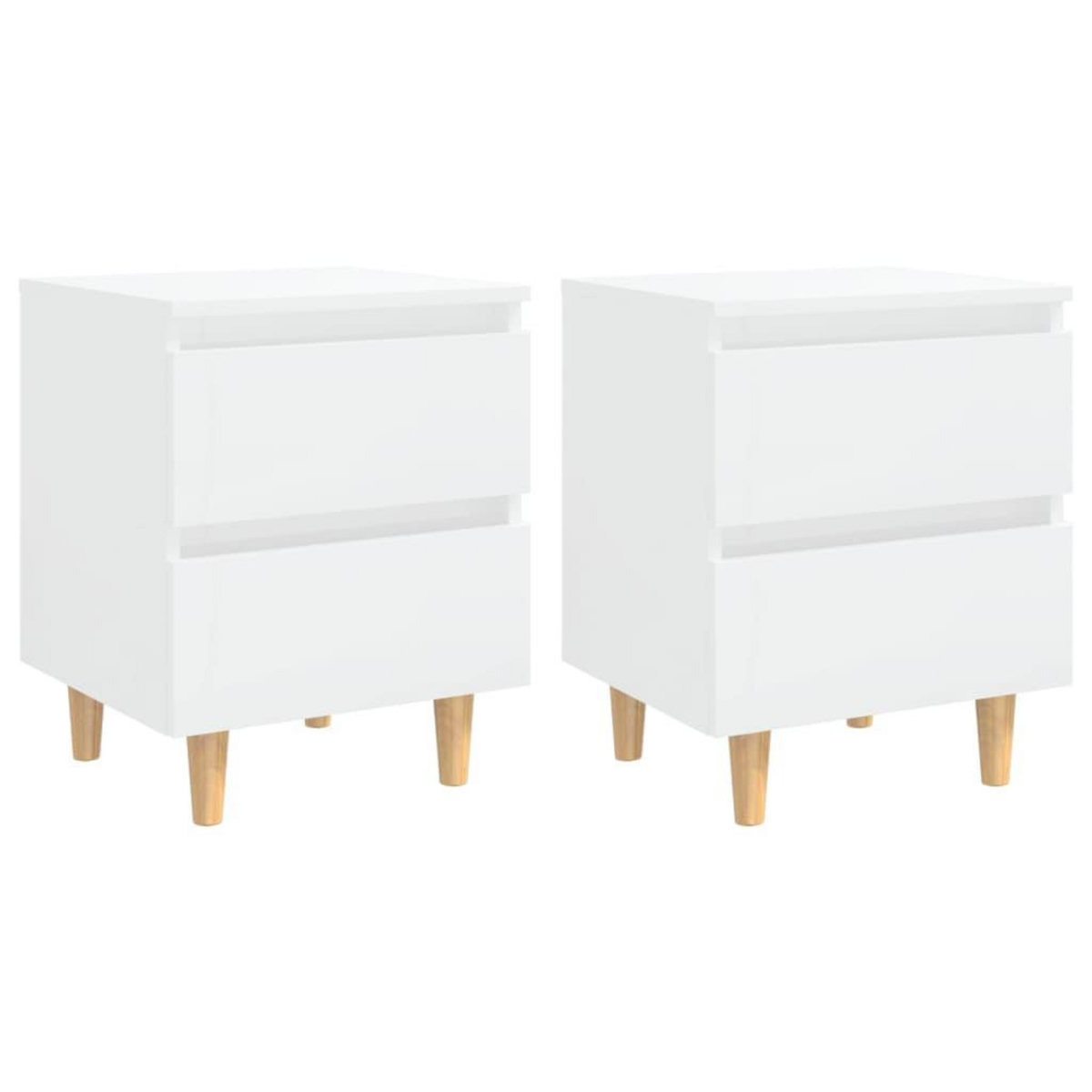 VIDAXL Tables de chevet pieds en pin 2 pcs blanc brillant 40x35x50 cm