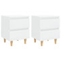 Voir la diapositive 2 : VIDAXL Tables de chevet pieds en pin 2 pcs blanc brillant 40x35x50 cm