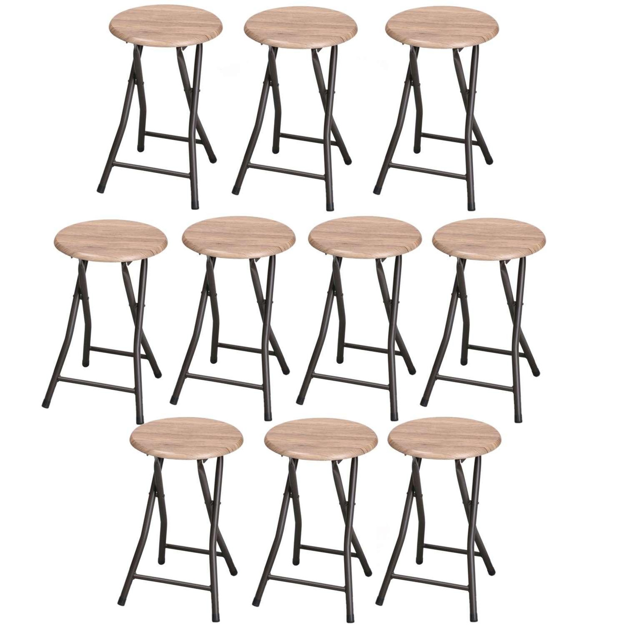 TOILINUX Lot de 10 tabourets d'appoint pliables industriel dock - noir
