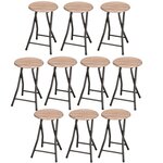 TOILINUX Lot de 10 Tabourets d'appoint pliables industriel Dock - Noir