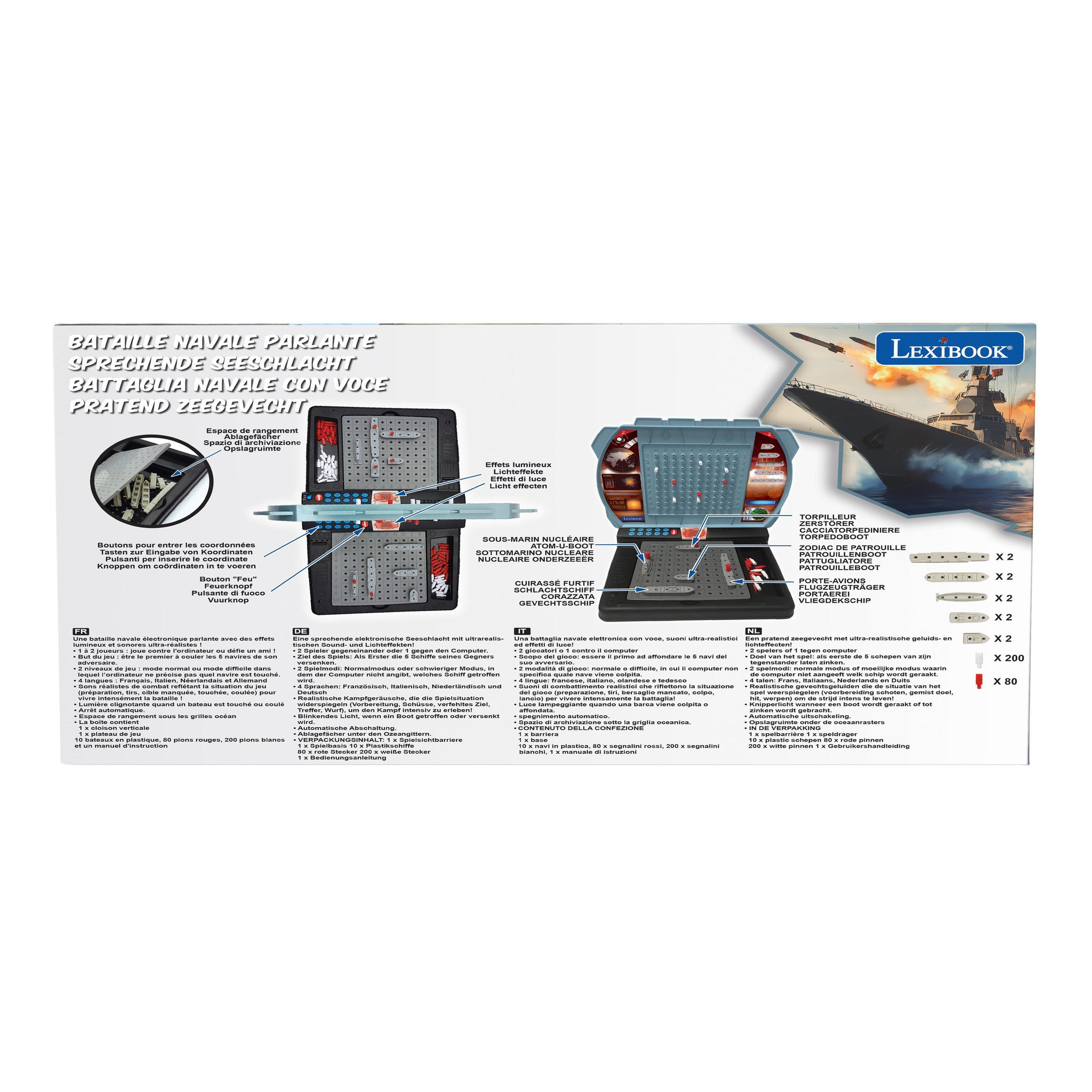 Voir la diapositive 4 : Lexibook Bataille Navale électronique parlante lumineuse (FR/DE/IT/NL)