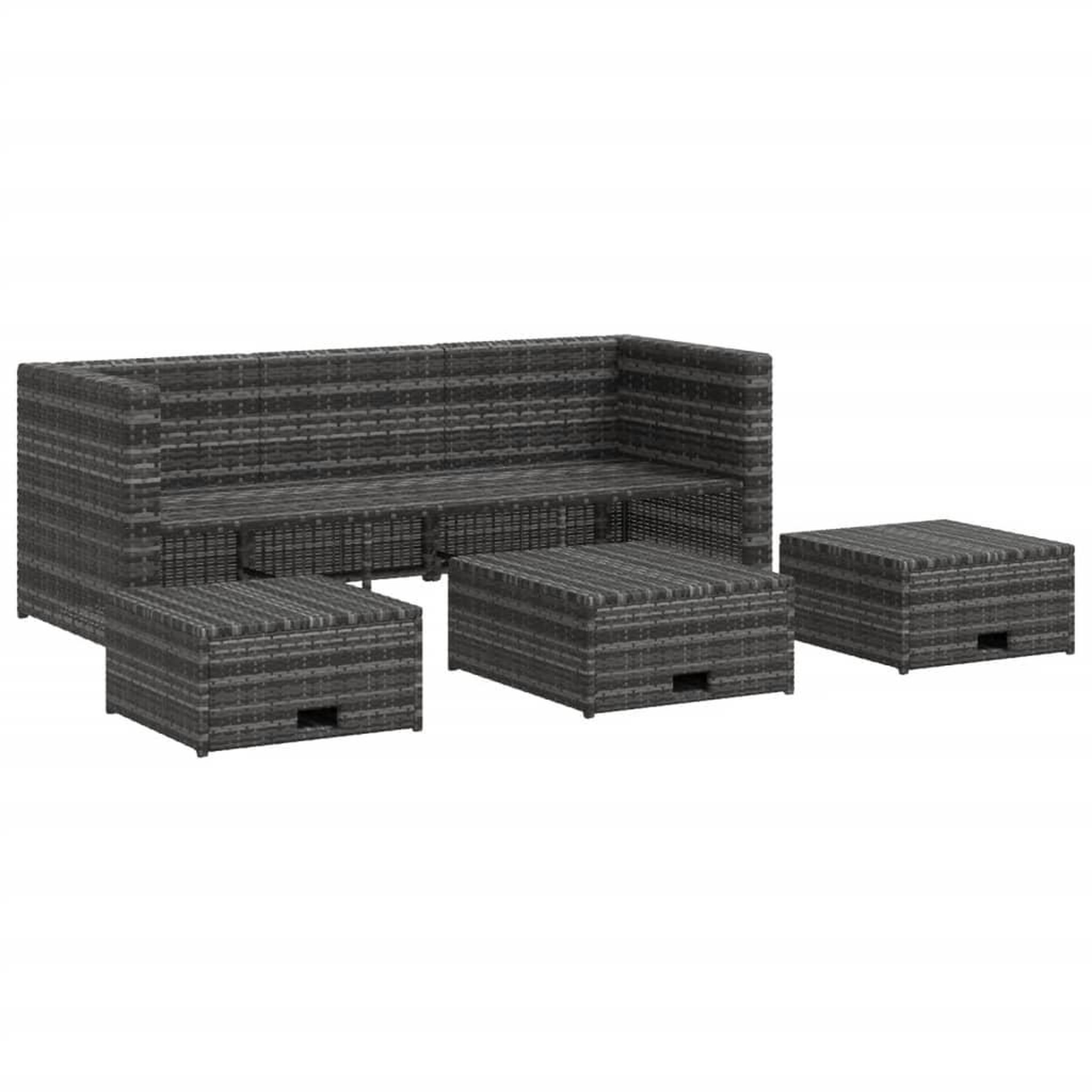 Voir la diapositive 4 : VIDAXL Salon de jardin 4 pcs avec coussins resine tressee gris