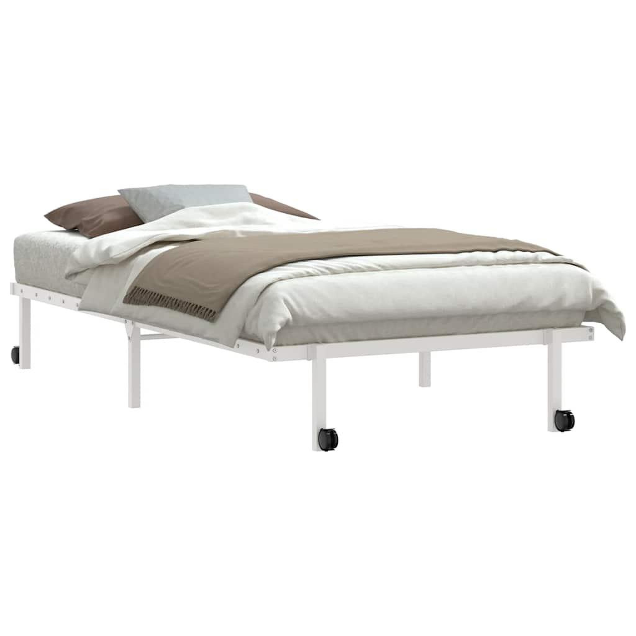Voir la diapositive 3 : VIDAXL Cadre de lit sans matelas pliable blanc 100x190 cm acier