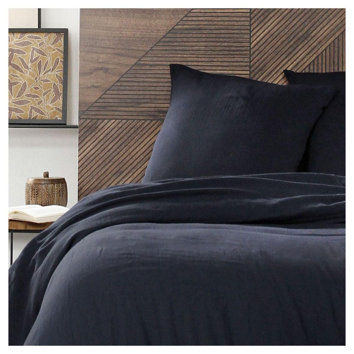 TODAY Parure housse de couette unie en gaze de coton SOWETO