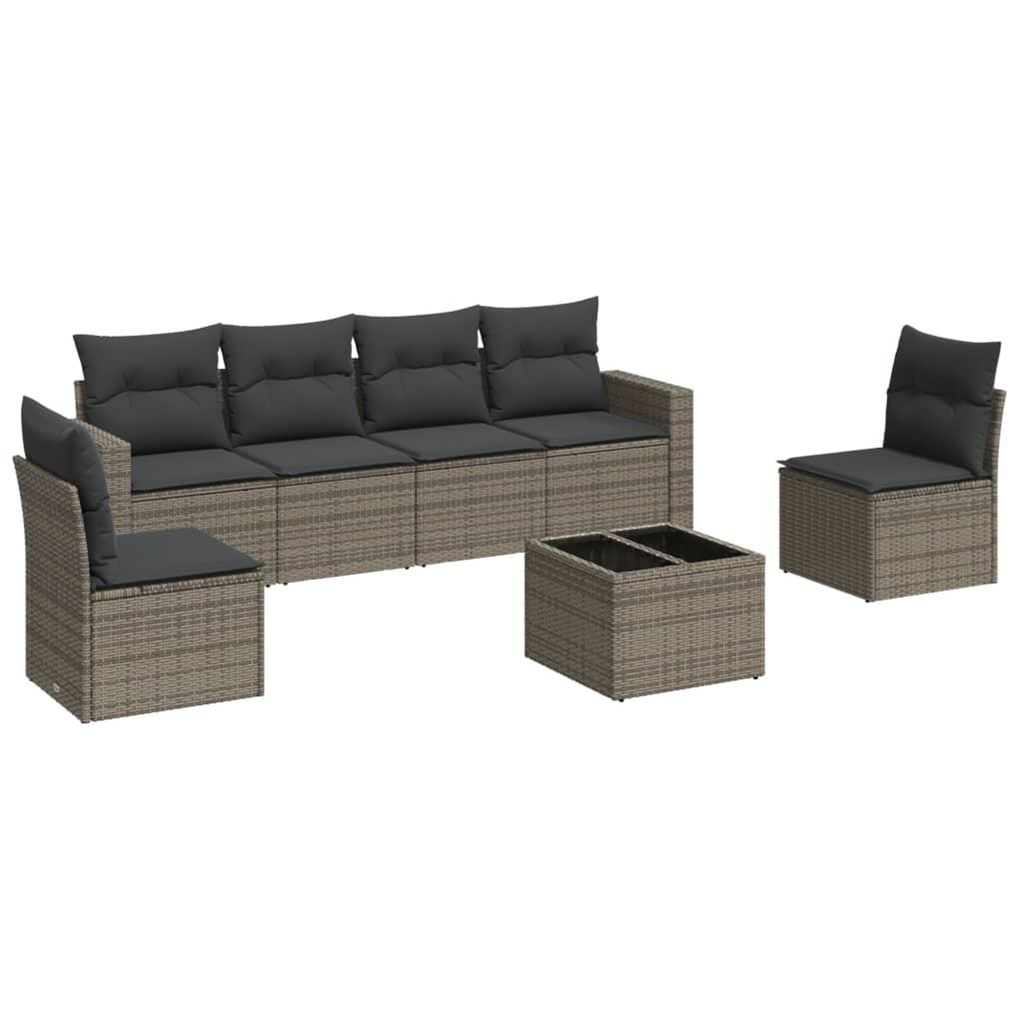 Voir la diapositive 2 : VIDAXL Salon de jardin avec coussins 7 pcs gris resine tressee