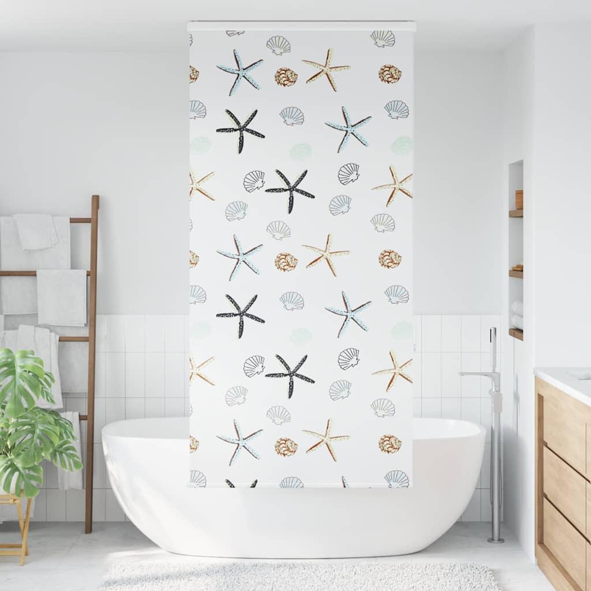 Voir la diapositive 2 : VIDAXL Store enrouleur de douche avec cassette largeur du tissu 96 cm