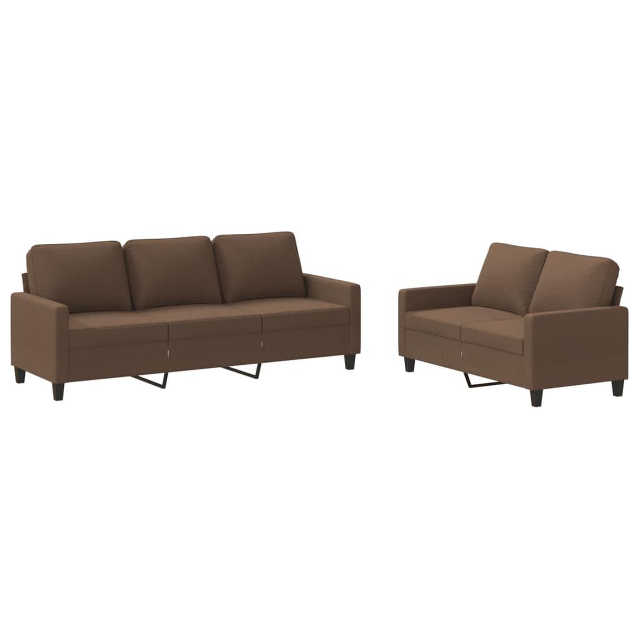 Voir la diapositive 2 : VIDAXL Ensemble de canapes 2 pcs avec coussins Marron Tissu