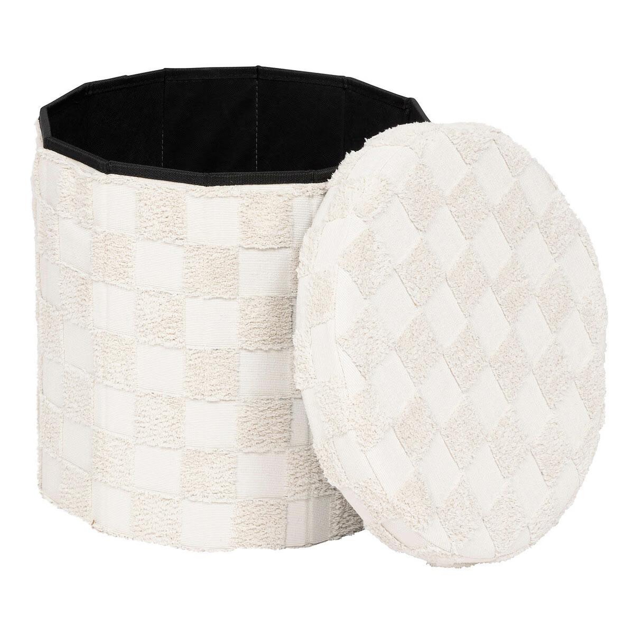 Voir la diapositive 2 : ATMOSPHERA Pouf coffre tufté  pasti  38cm blanc