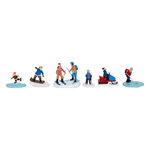 FEERIC LIGHT & CHRISTMAS Lot de 6 Santons Village de Noël  Sports d'Hiver  24cm Multicolore