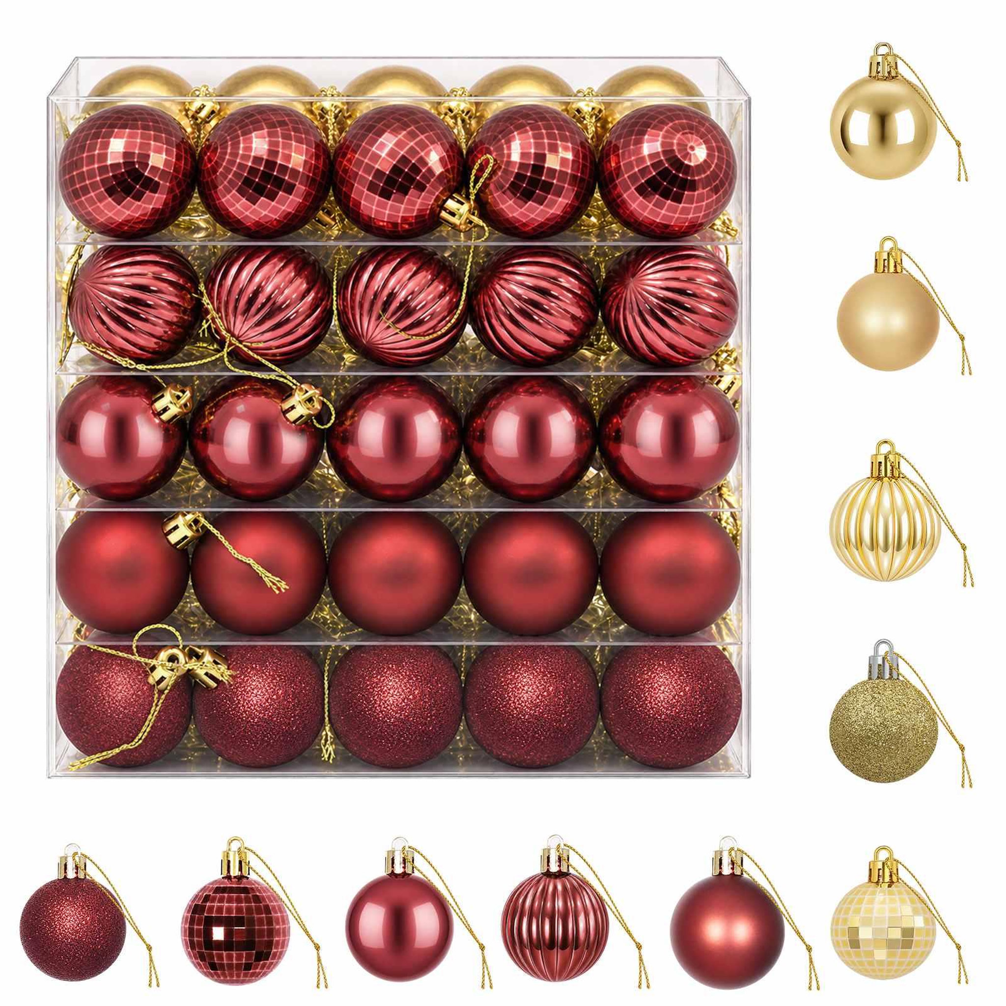VIDAXL Ensemble de boules de Noël 100 pc Or et rouge bordeaux 4 cm