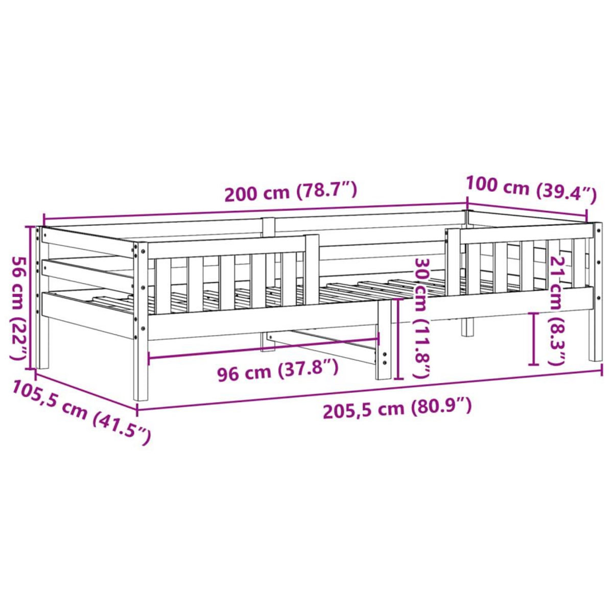 VIDAXL Cadre de lit sans matelas 100x200 cm bois massif de pin