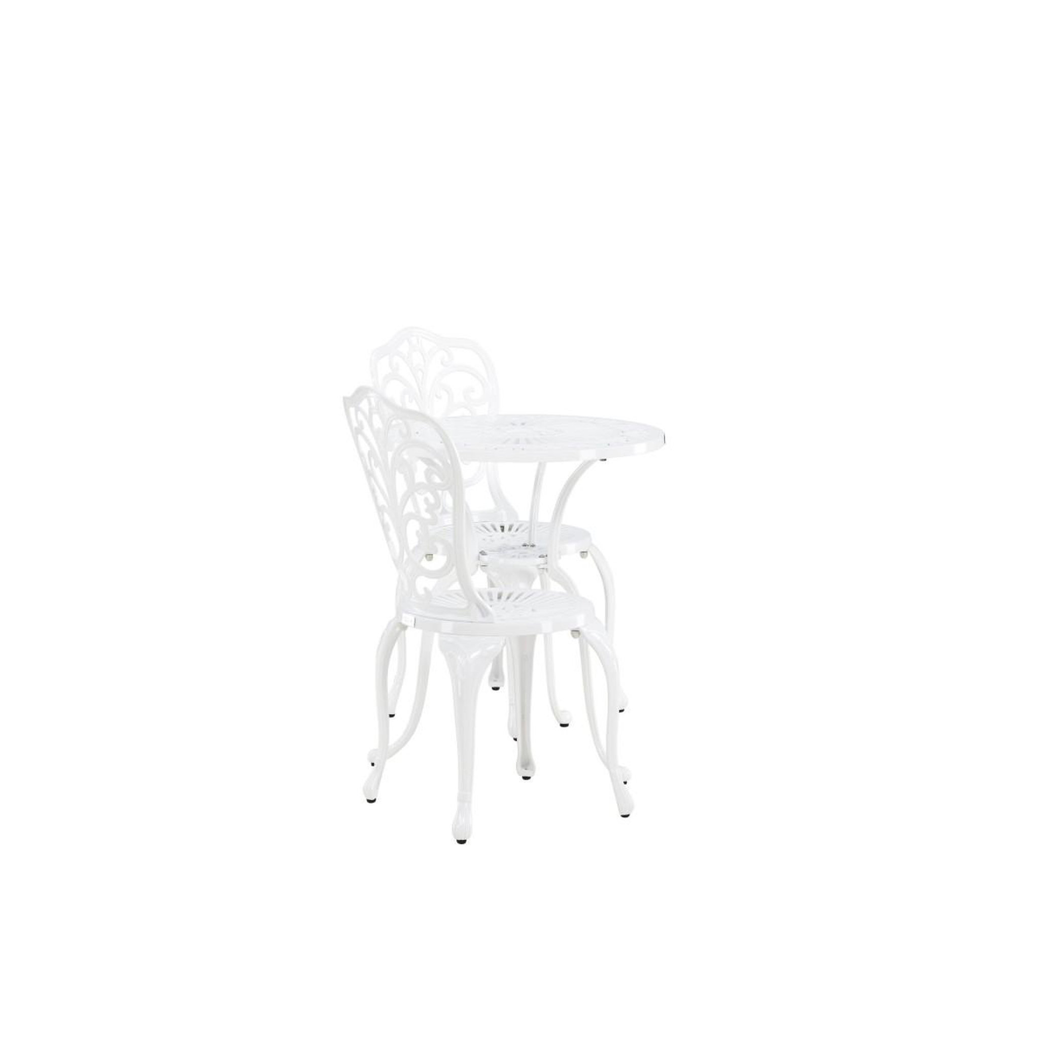 Voir la diapositive 2 : Paris Prix Ensemble table de jardin & 2 chaises  nandin  88cm blanc