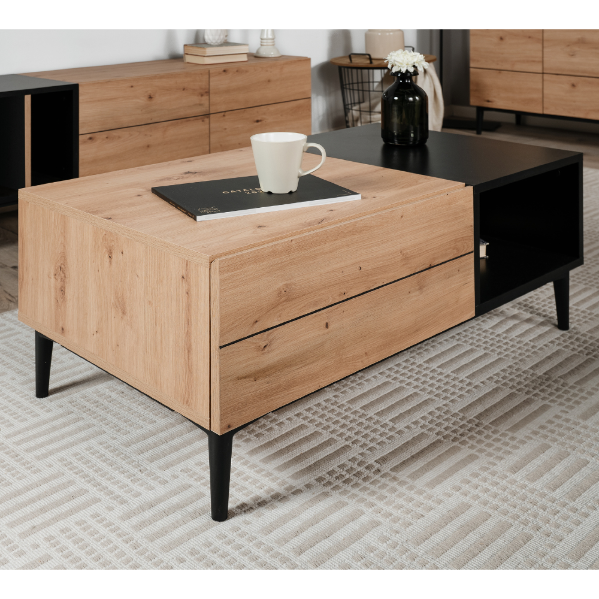 Voir la diapositive 5 : CONCEPT USINE Table basse style industriel avec rangements NOVI