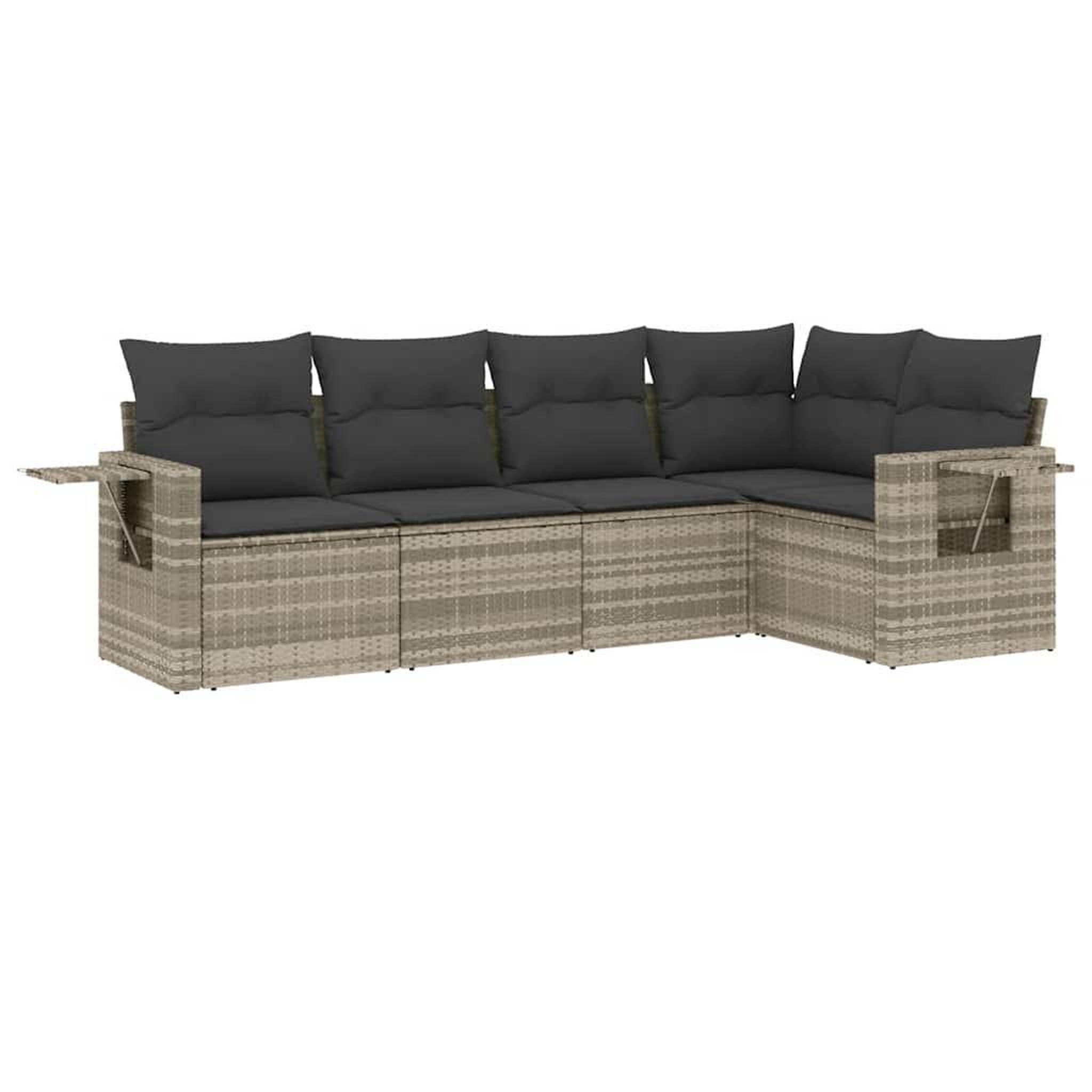 Voir la diapositive 2 : VIDAXL Salon de jardin 5 pcs avec coussins gris clair resine tressee