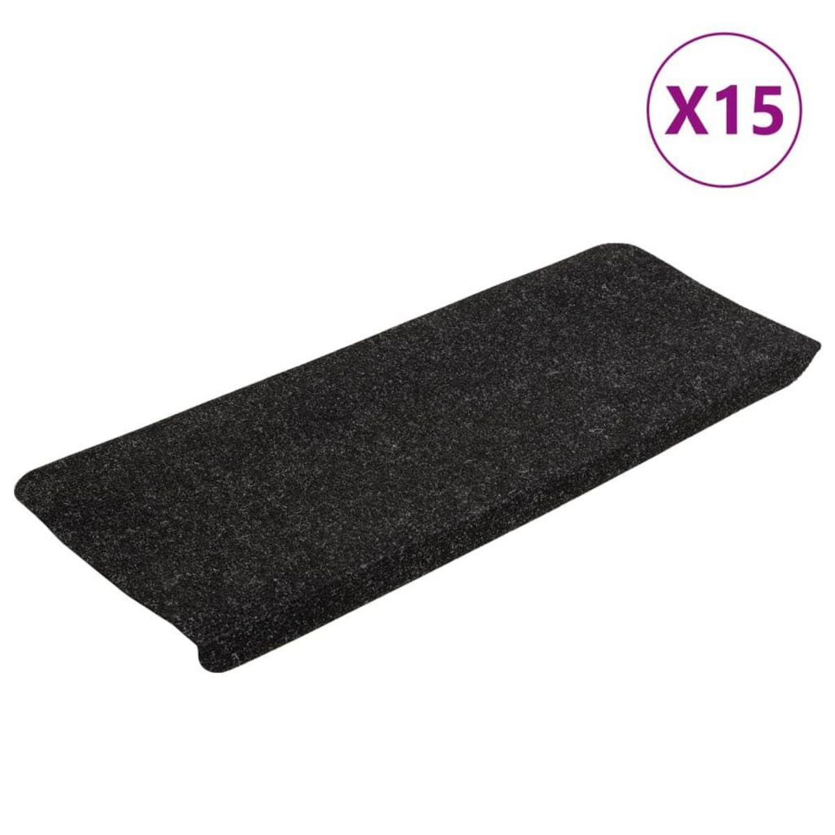 VIDAXL Tapis d'escalier auto-adhesifs 15 pcs 65x24,5x3,5 cm Anthracite