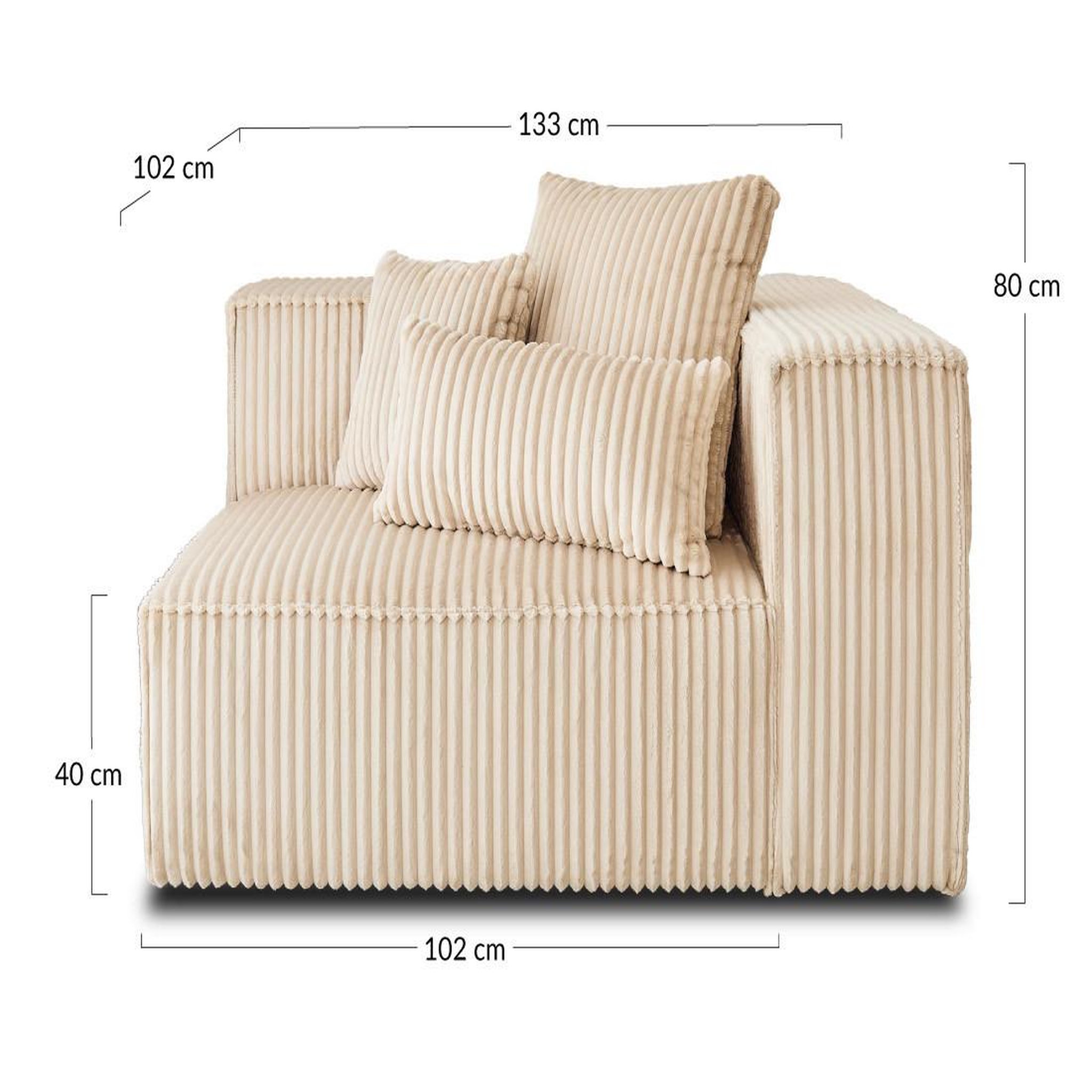 Voir la diapositive 6 : LISA DESIGN Colombine - module d'assise droit - en velours côtelé grosses côtes