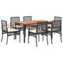 Voir la diapositive 2 : VIDAXL Ensemble a manger de jardin coussins 7pcs Noir Resine tressee