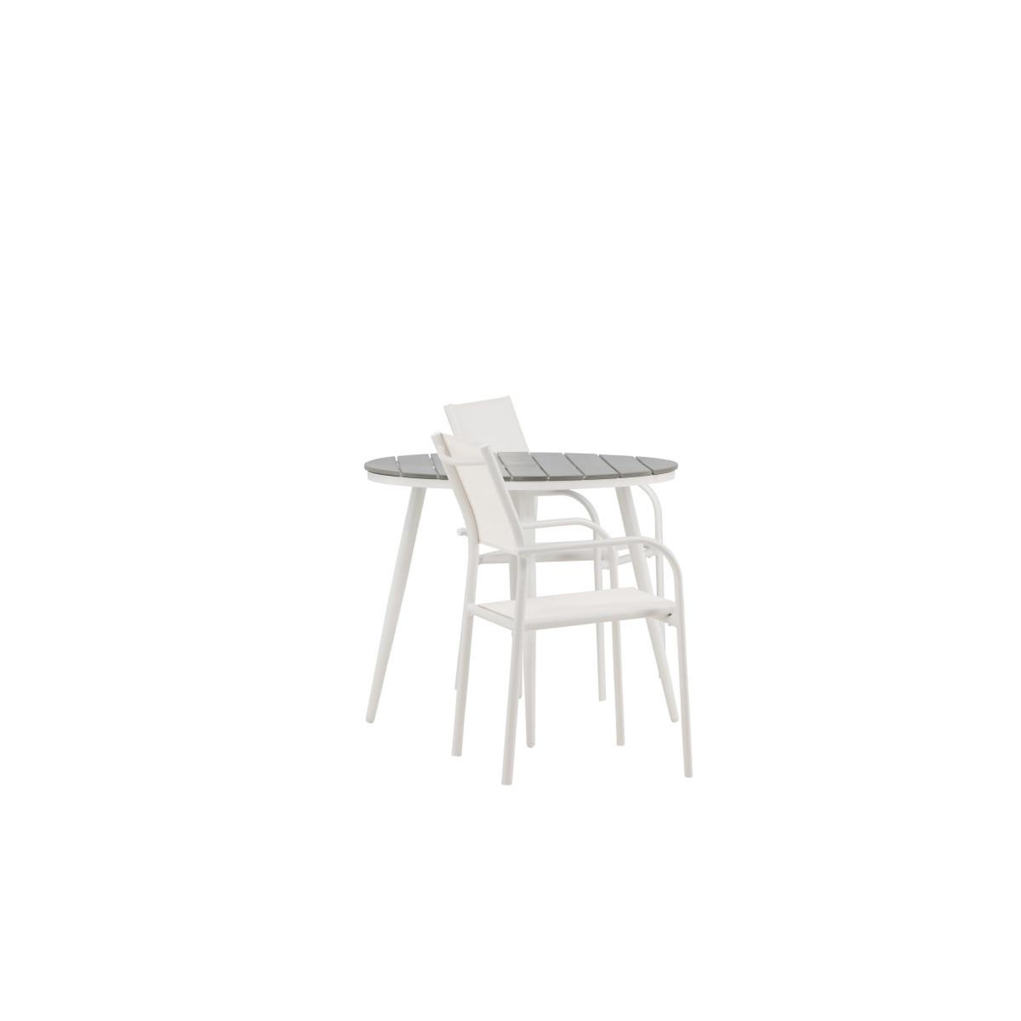 Voir la diapositive 2 : Paris Prix Ensemble table de jardin & 2 chaises  break & santorini  90cm gris & blanc