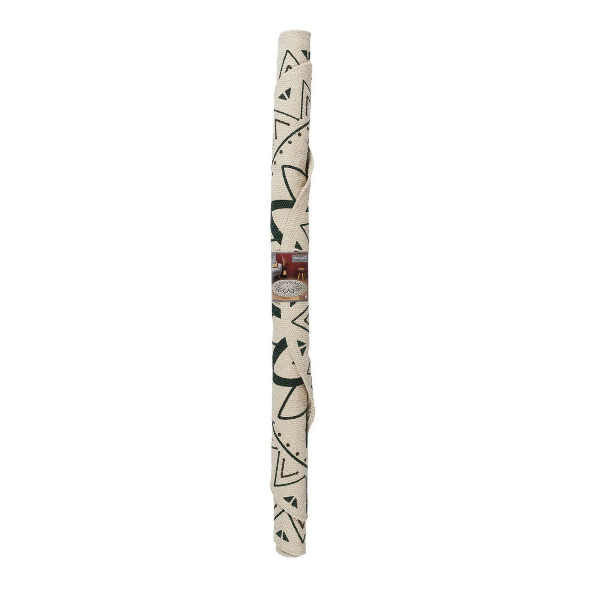 TOILINUX Tapis rond imprimé mandala - Diamètre 90 cm - vert
