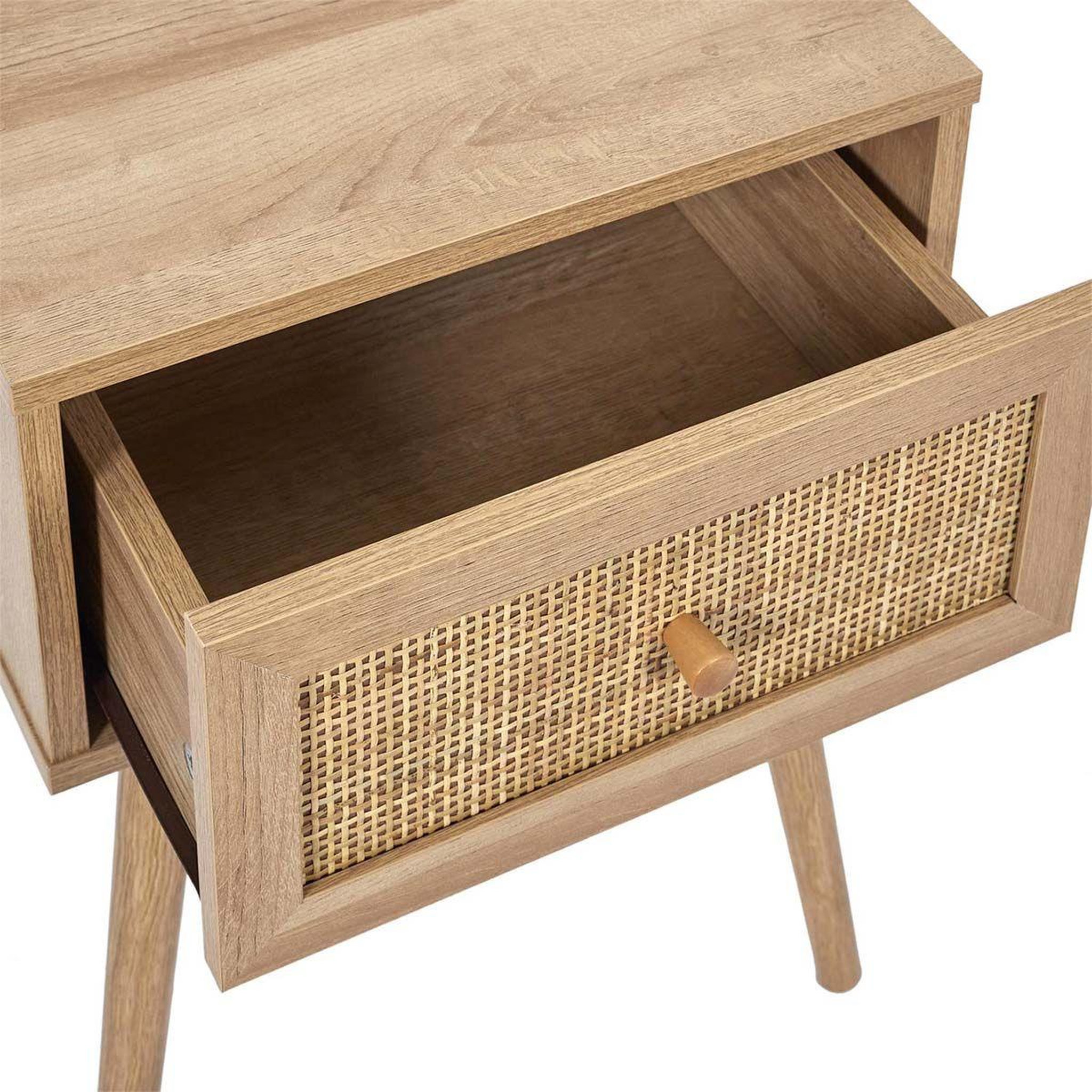 Voir la diapositive 4 : The Home Deco Factory Table de chevet 1 tiroir  bali  55cm naturel