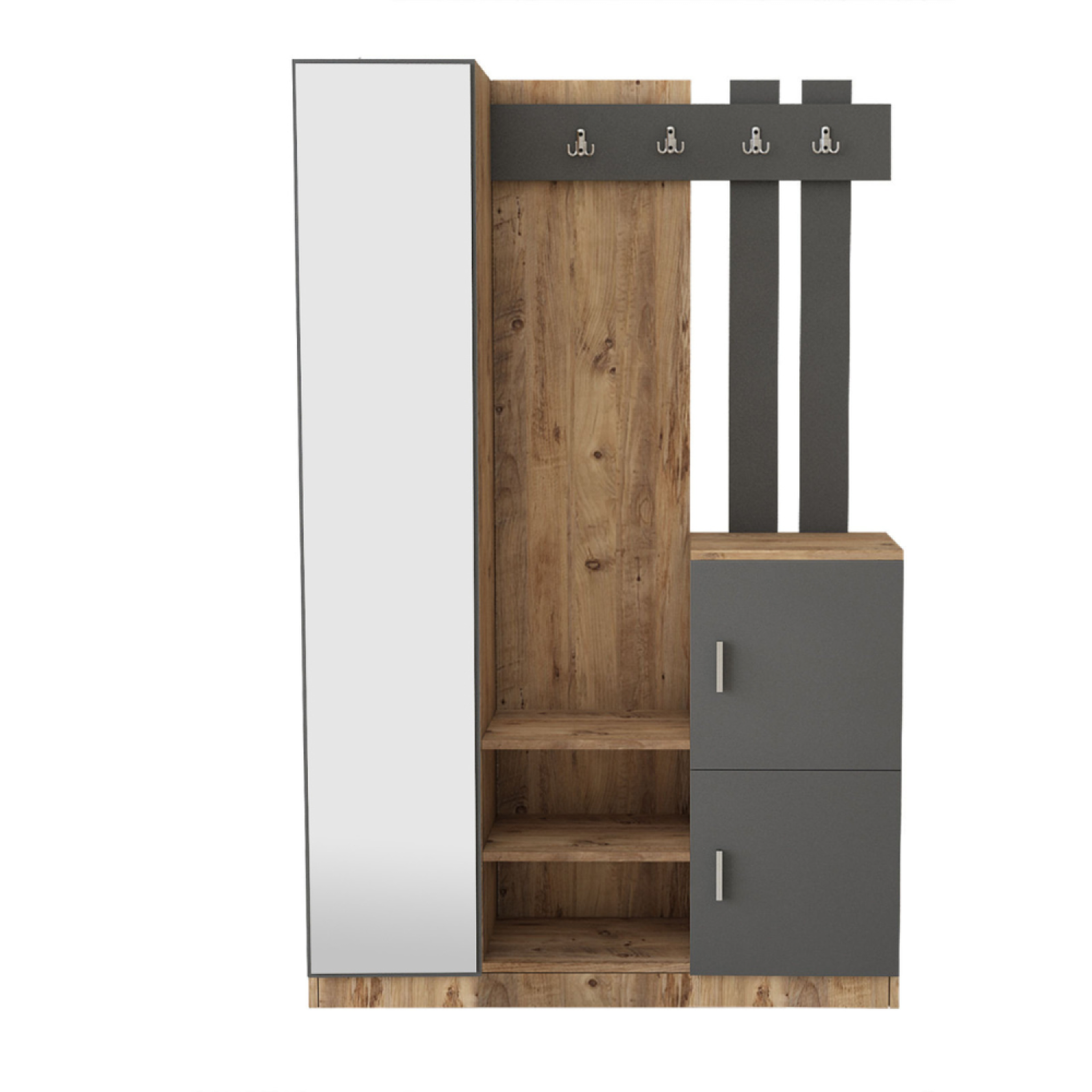 CONCEPT USINE Meuble d'entrée design bois et gris miroir ANKA