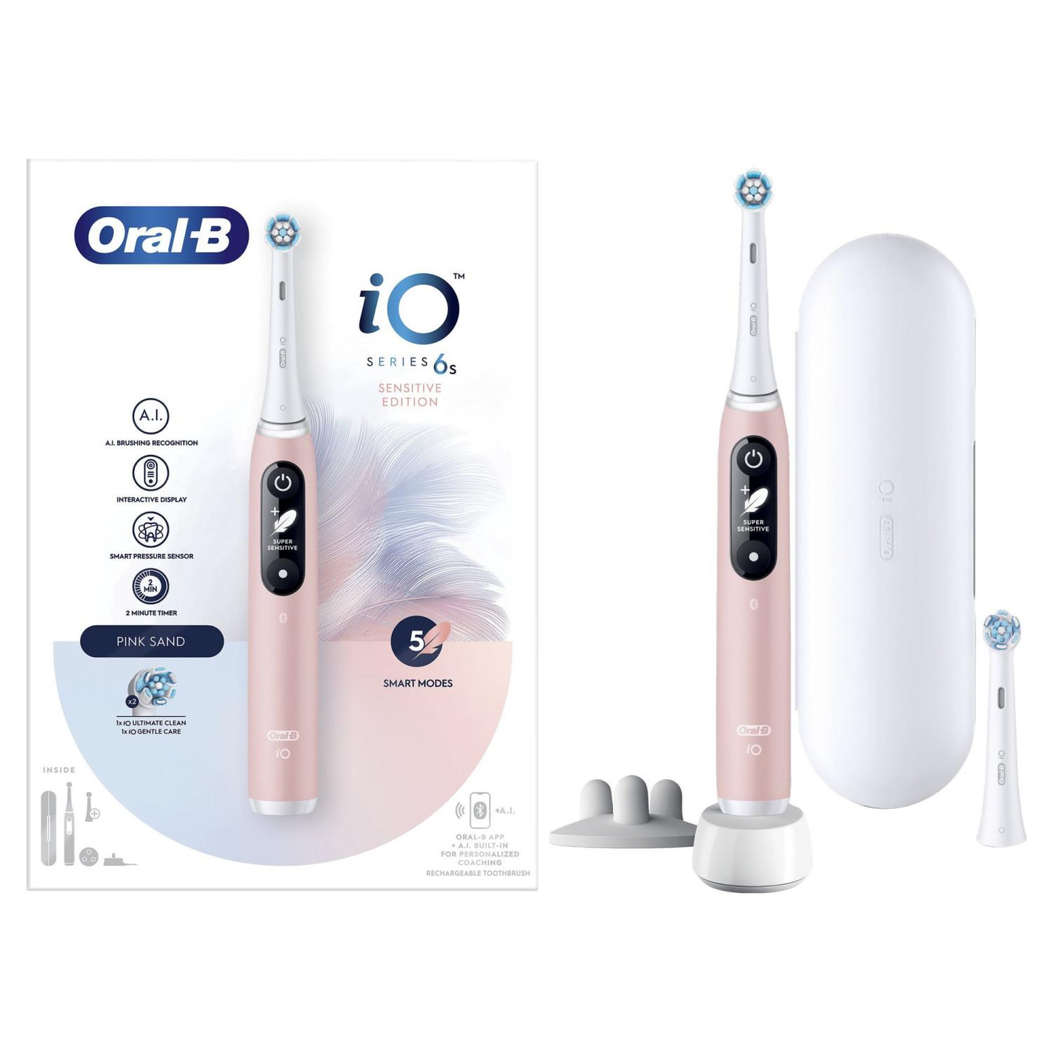 Voir la diapositive 2 : ORAL B Oral-b io 6s adulte brosse à dents vibrante rose, blanc