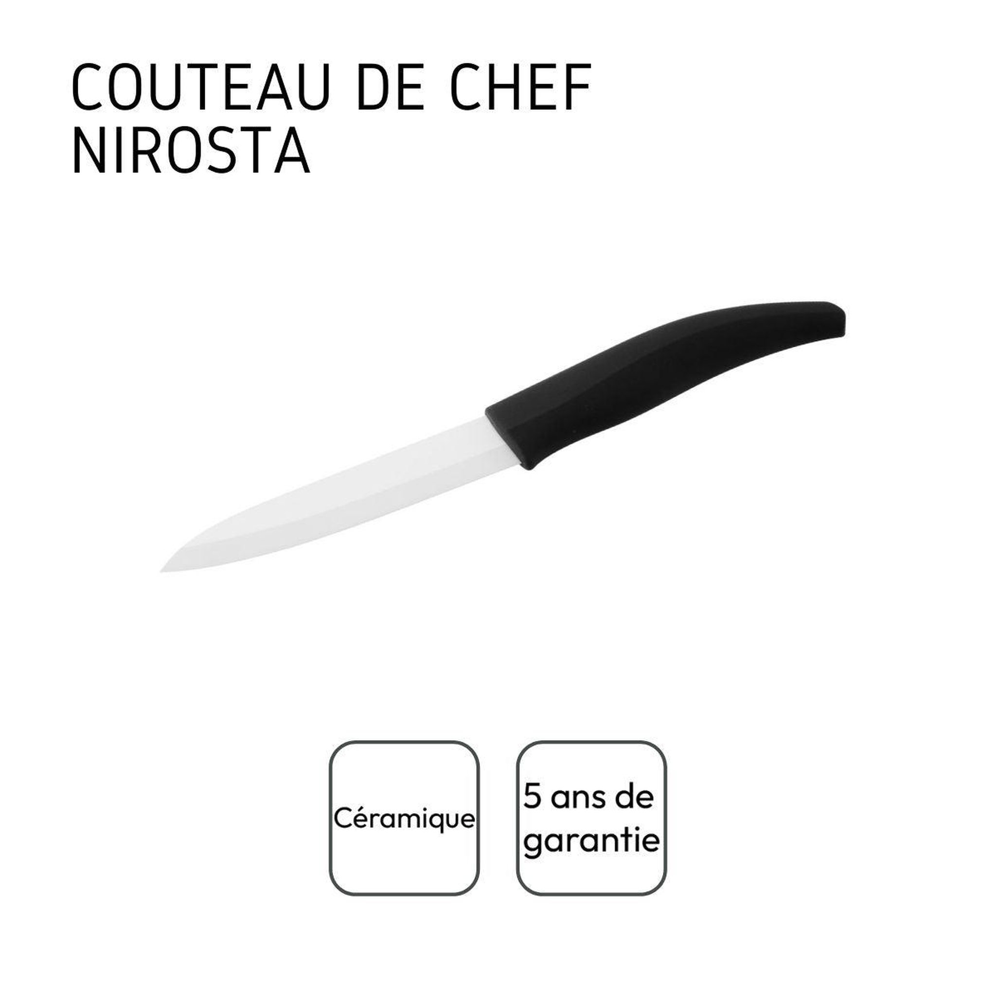 Voir la diapositive 4 : NIROSTA Couteau d'office avec lame en céramique de 12,5 cm de long nirosta céramique