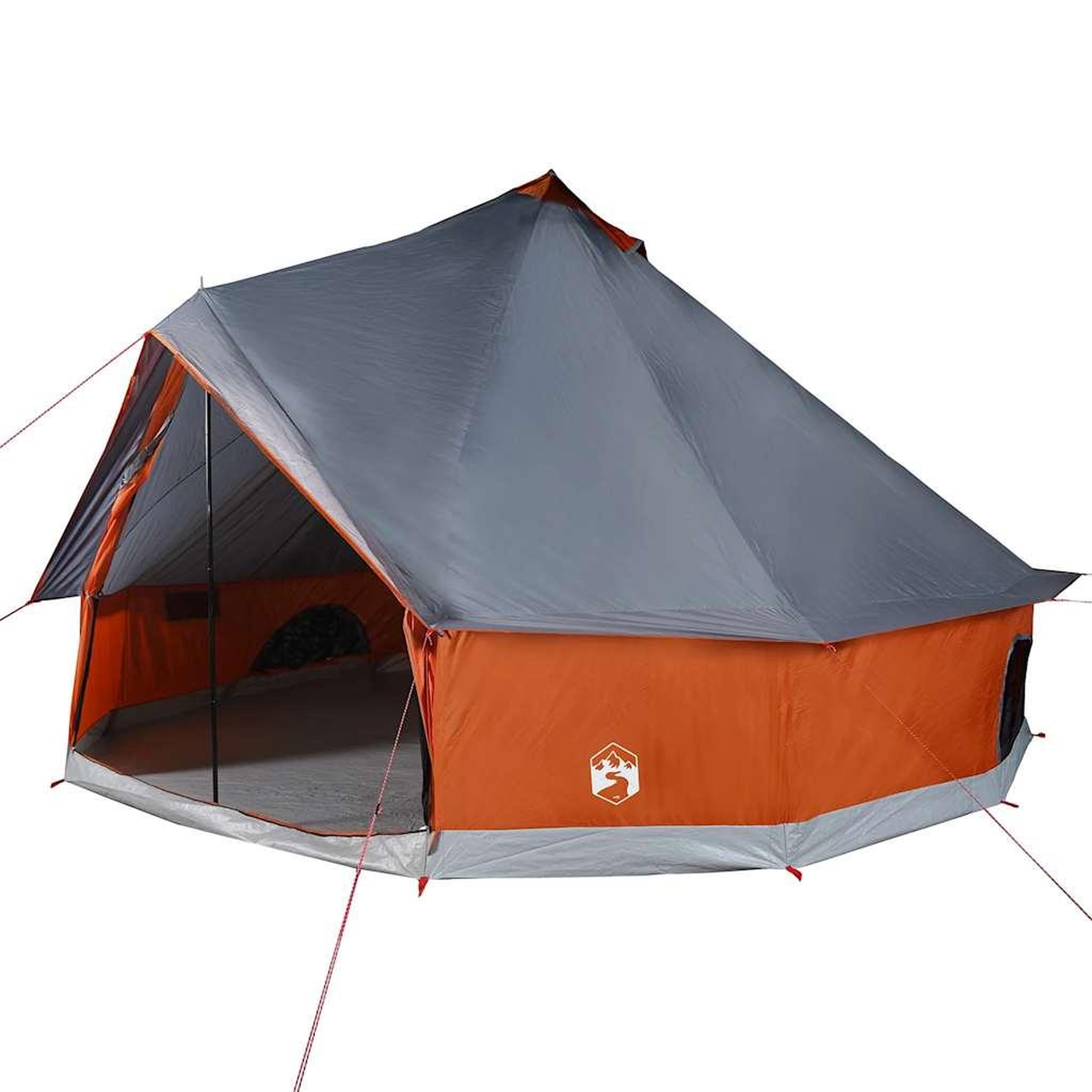 Voir la diapositive 5 : VIDAXL Tente familiale tipi 12 personnes gris et orange impermeable