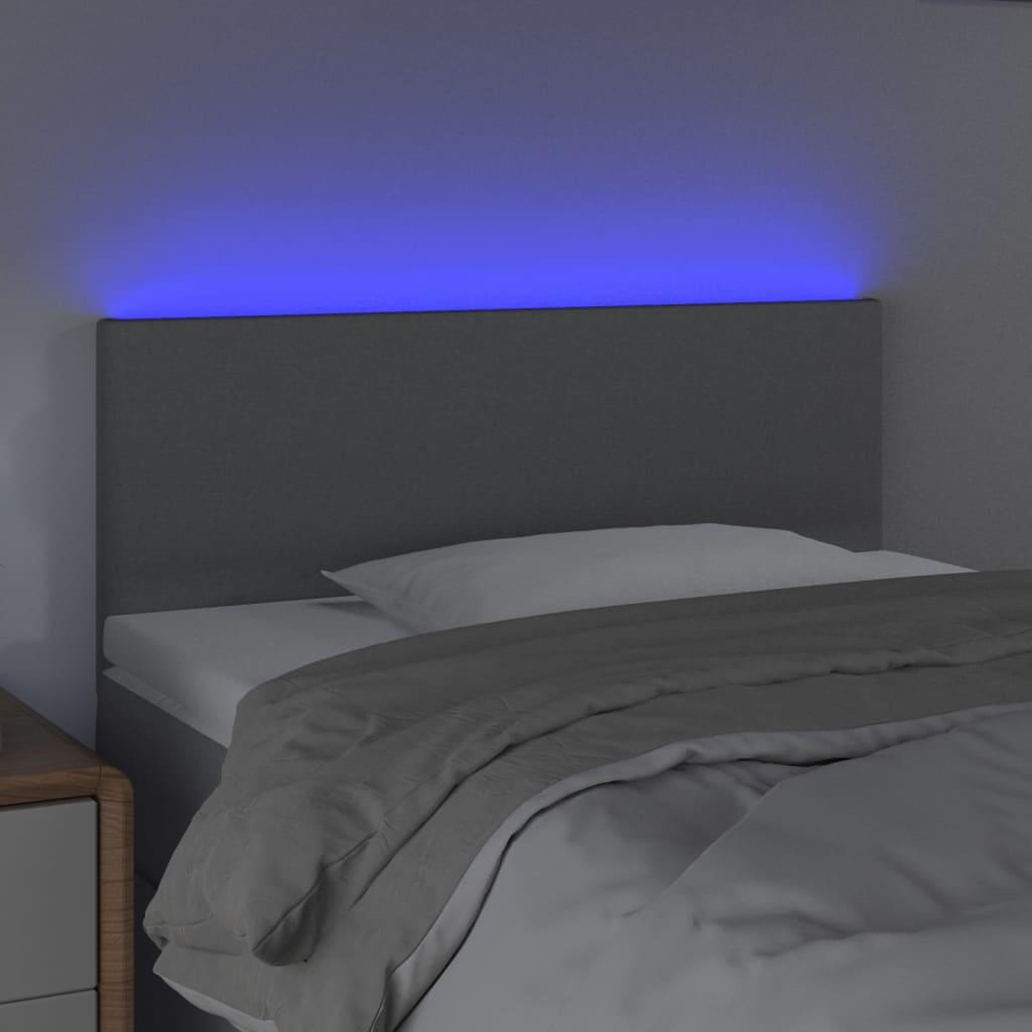 Voir la diapositive 3 : VIDAXL Tete de lit a LED Gris clair 80x5x78/88 cm Tissu