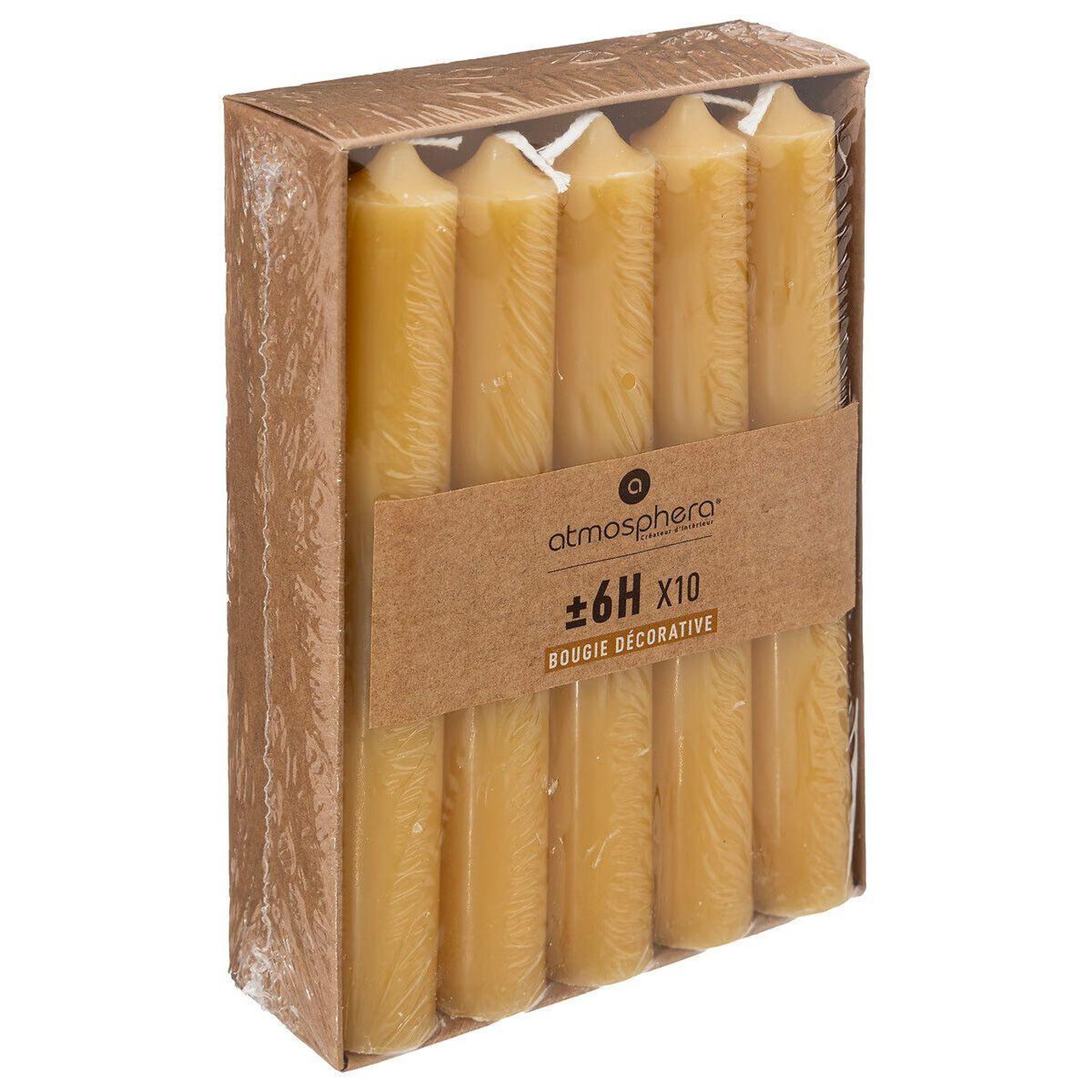 Voir la diapositive 3 : COMPTOIR DE LA BOUGIE Lot de 10 bougies bâton  hugo  16cm moutarde