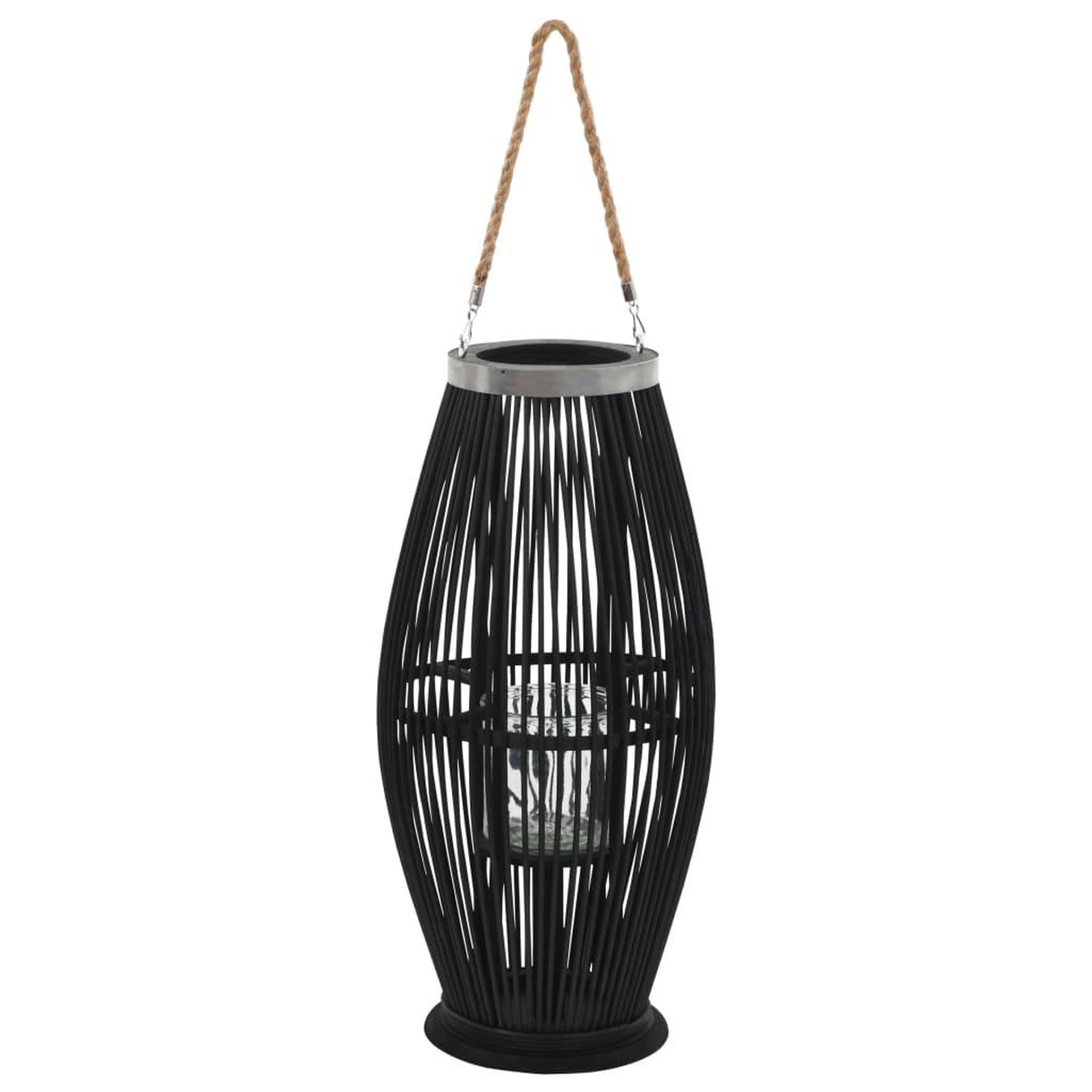 VIDAXL Bougeoir suspendu Bambou Noir 60 cm