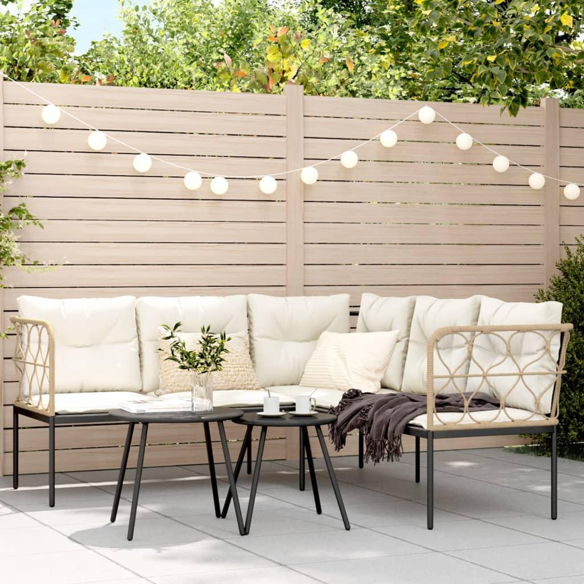 VIDAXL Ensemble de canapes de jardin et coussins noir acier textilene