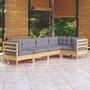 Voir la diapositive 1 : VIDAXL Salon de jardin 5 pcs avec coussins gris bois de pin