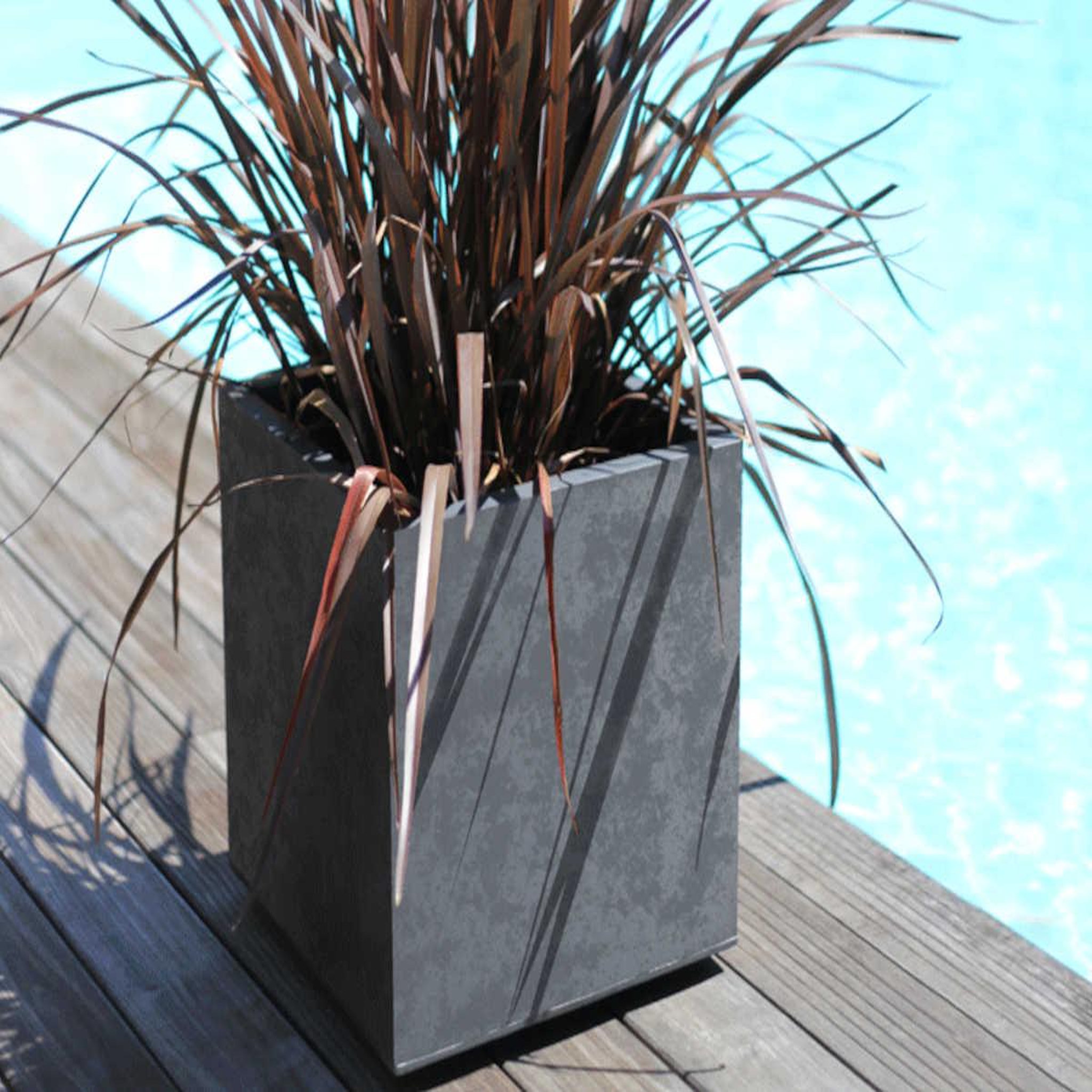 Voir la diapositive 3 : Eda Pot de fleur carré basalt 39,5 x h.43,5 cm - gris anthracite - eda