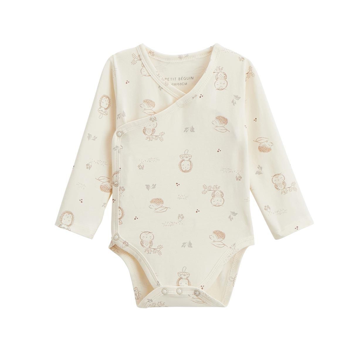 Petit Béguin Lot de 2 bodies bébé manches longues ouverture croisée Envolée de bisous