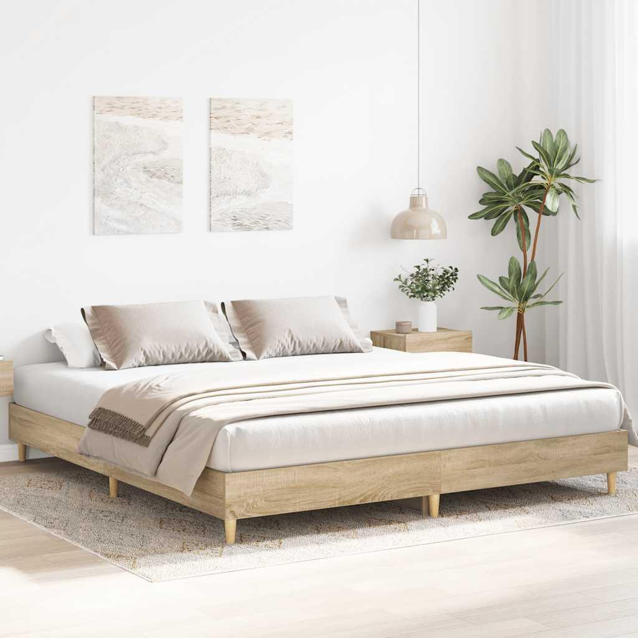 Voir la diapositive 3 : VIDAXL Cadre de lit sans matelas chene sonoma 160x200 cm