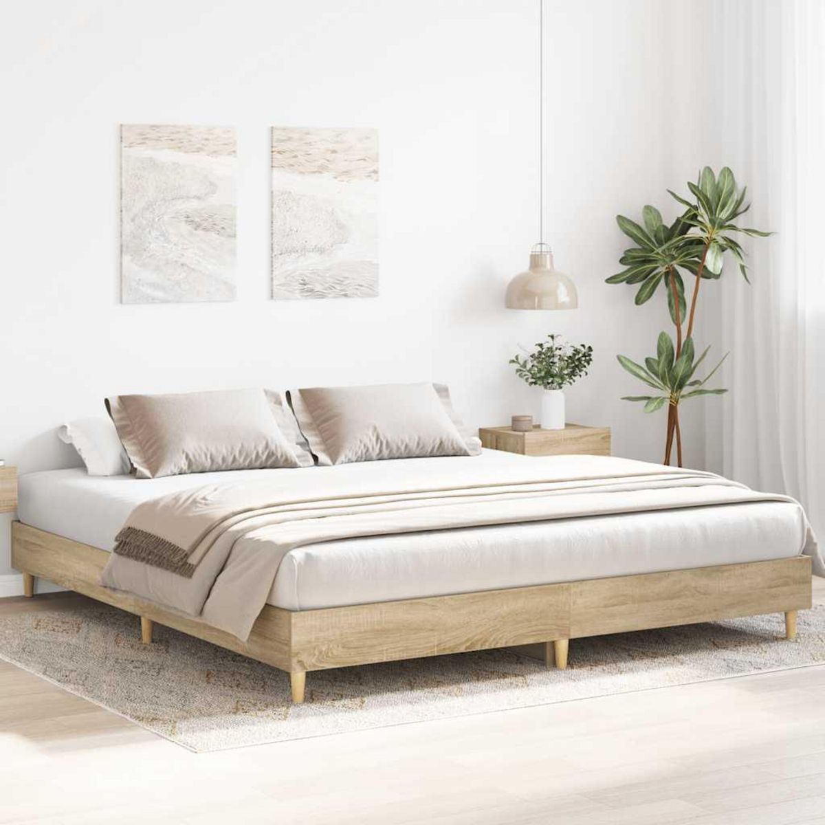 VIDAXL Cadre de lit sans matelas chene sonoma 160x200 cm
