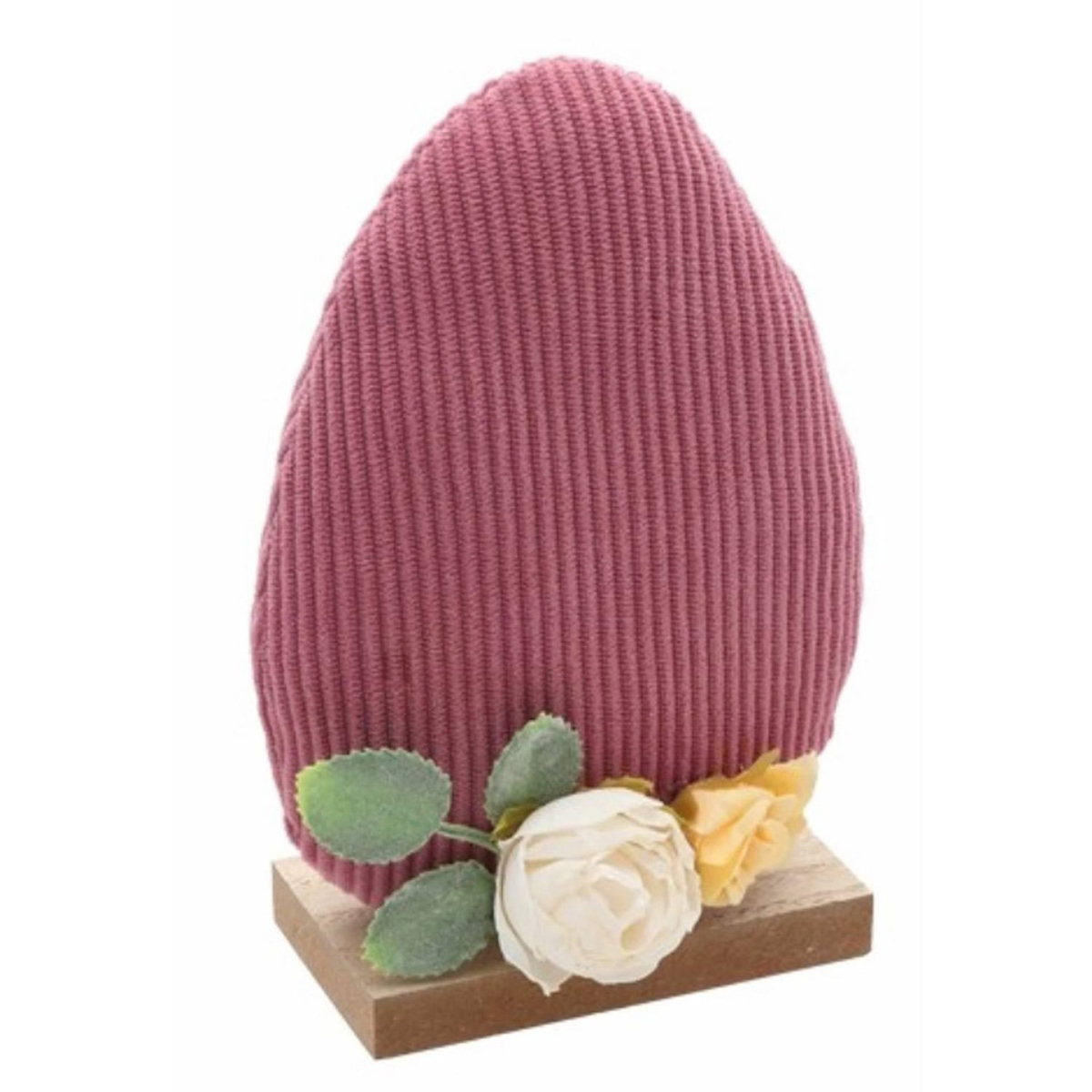 CHAKS Centre de table Oeuf en velours Vieux Rose 16cm