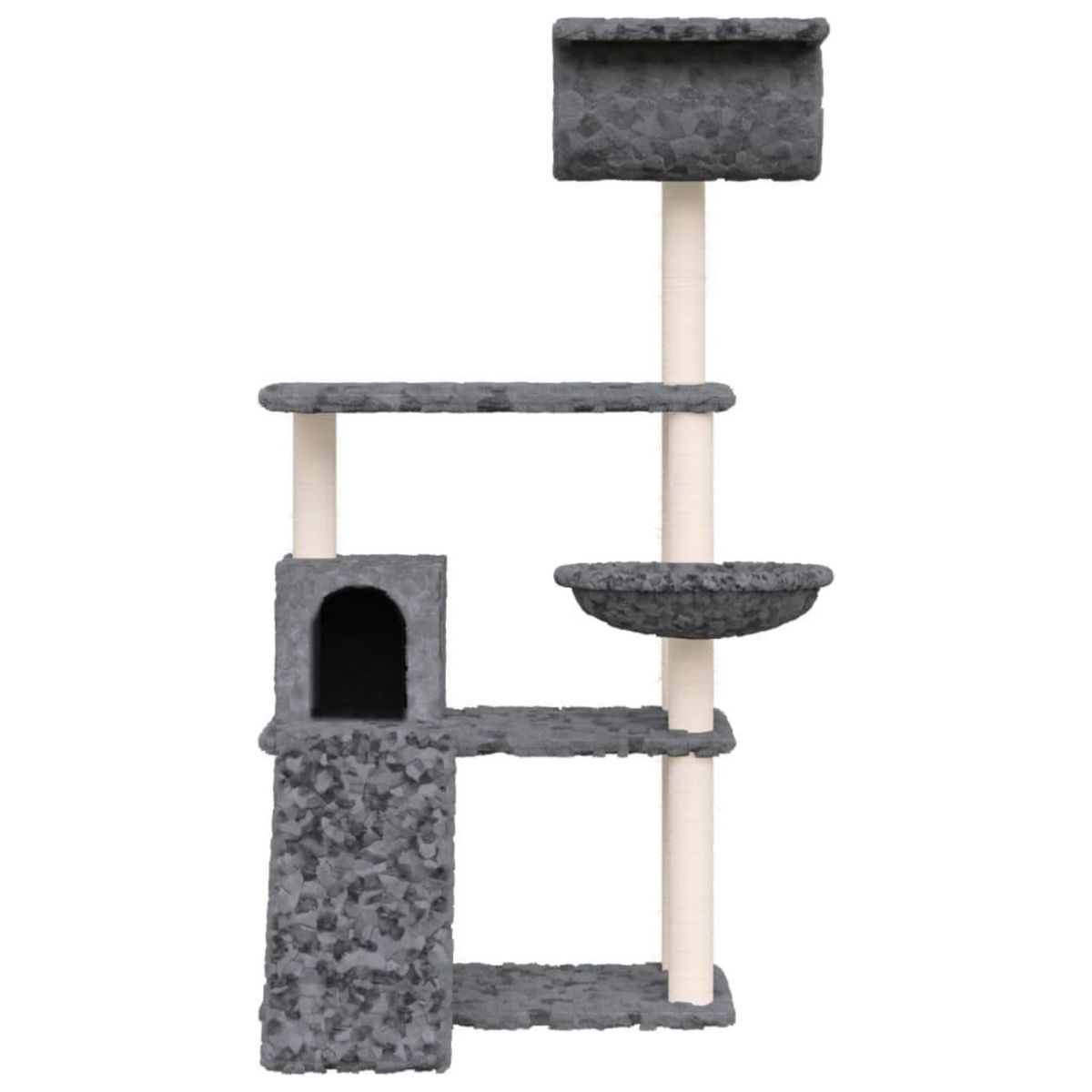 VIDAXL Arbre a chat avec griffoirs en sisal Gris fonce 131 cm