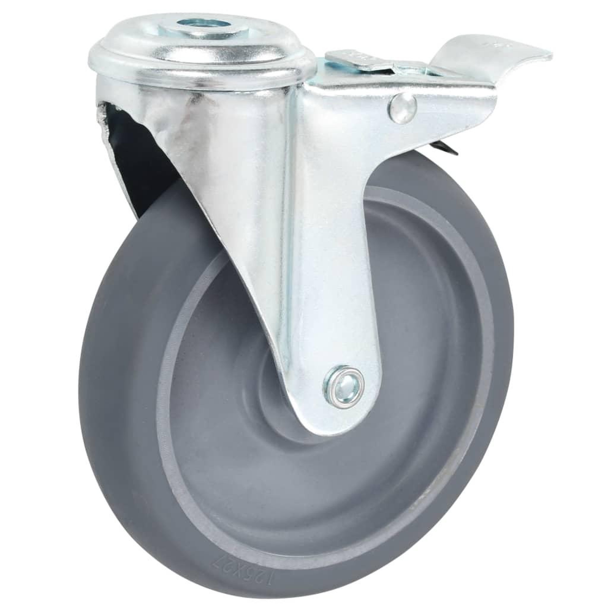 Voir la diapositive 3 : VIDAXL 4pcs Roulettes pivotantes a trou de boulon a double frein 125mm