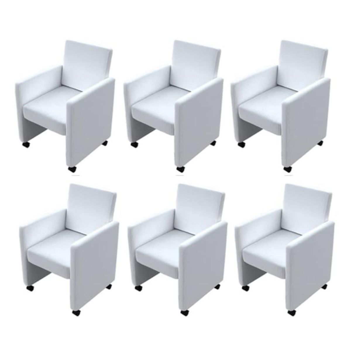 VIDAXL Chaises a manger lot de 6 blanc similicuir