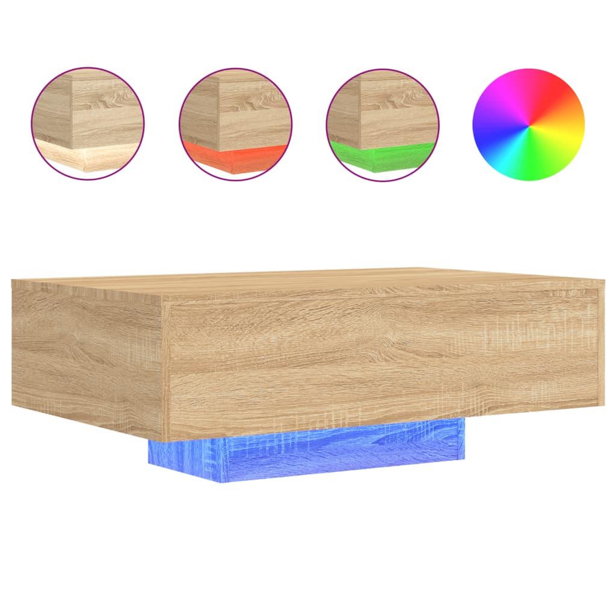 Voir la diapositive 2 : VIDAXL Table basse avec lumieres LED chene sonoma 85x55x31 cm