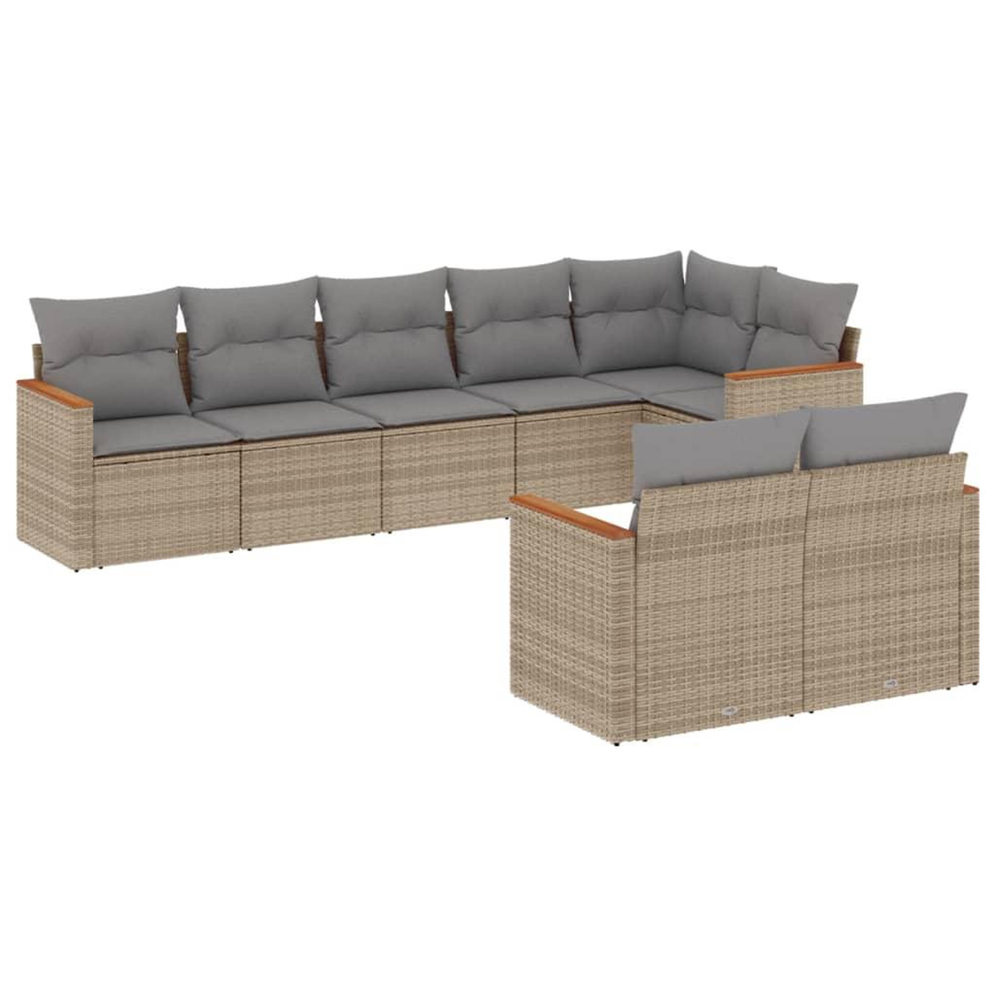 Voir la diapositive 2 : VIDAXL Salon de jardin avec coussins 8 pcs beige resine tressee