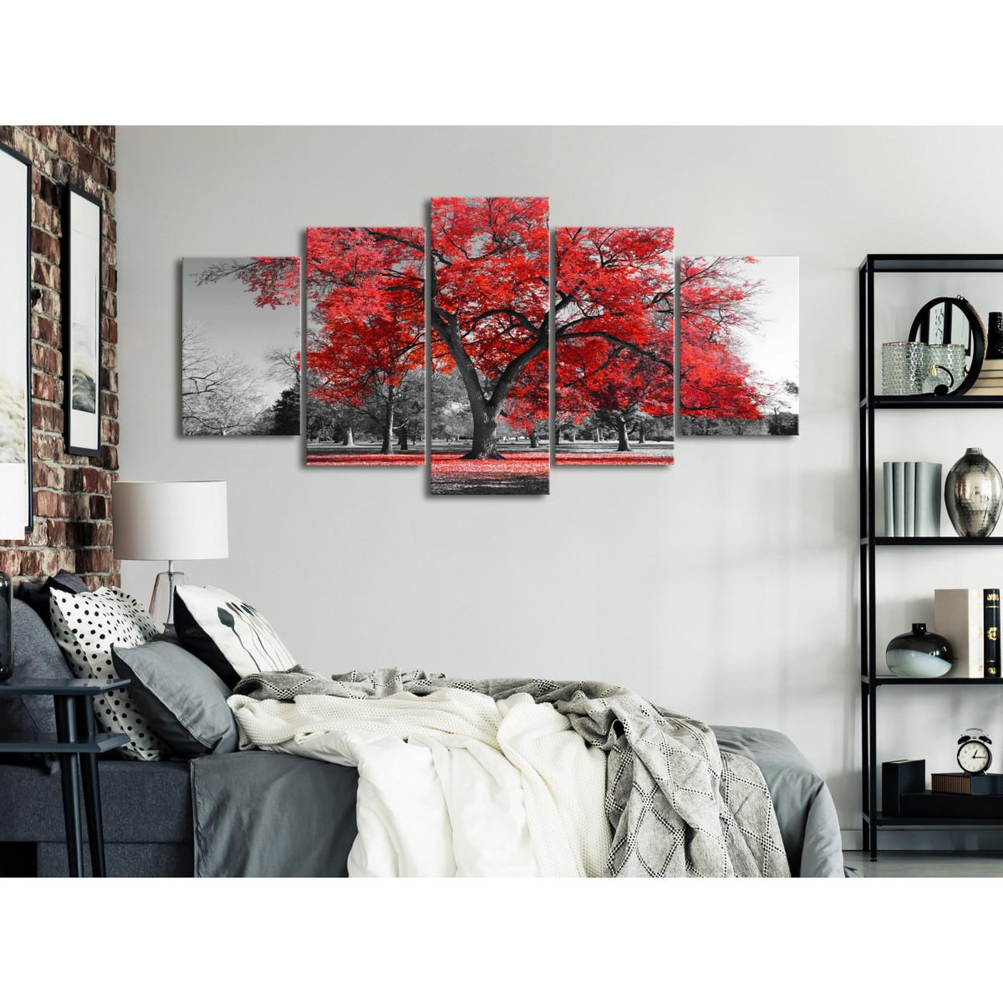 Voir la diapositive 2 : Paris Prix Tableau 5 Panneaux  Autumn in the Park Wide Red