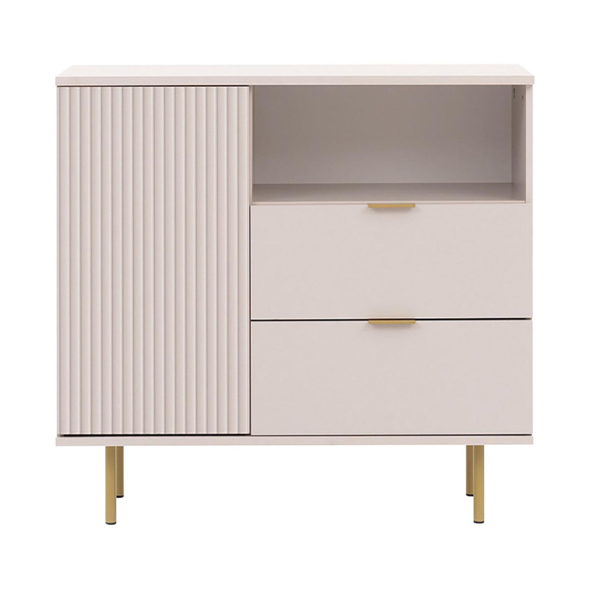 BEST MOBILIER Monica - buffet - beige - 2 tiroirs, 1 porte et 1 niche - 107 cm
