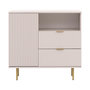 Voir la diapositive 1 : BEST MOBILIER Monica - buffet - beige - 2 tiroirs, 1 porte et 1 niche - 107 cm