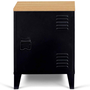 Voir la diapositive 3 : ID MARKET Table de chevet ESTER 1 porte métal noir plateau façon hêtre design industriel